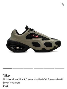 Nike Air Max Muse in Oil Green, Black & Red Accent
